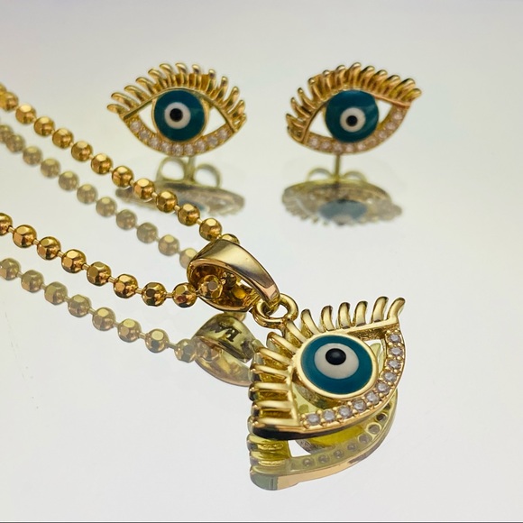 Evil Eye Necklace & Earrings - Picture 6 of 12